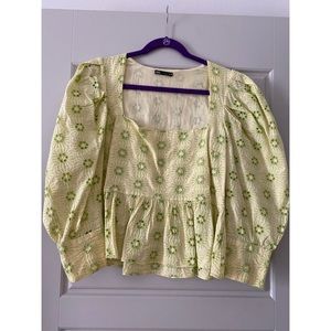 Zara Light Yellow Floral Top